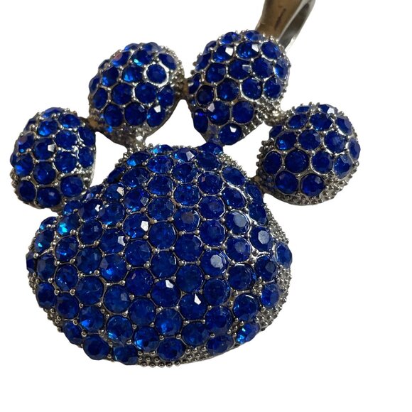 Pet Lover Paw Print Necklace Rhinestone Statement Pendent Silver Plated u Jewelr - Picture 2 of 5